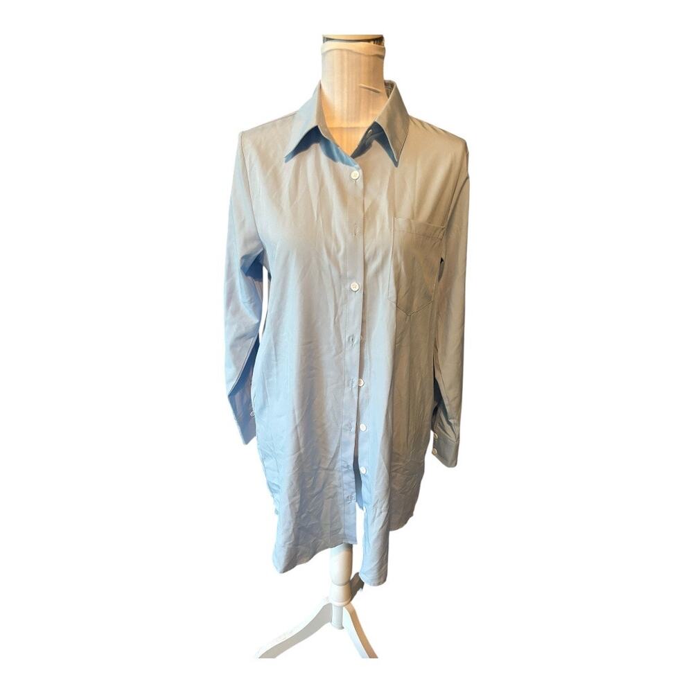 Light Blue Button Down Tunic Blouse Size S